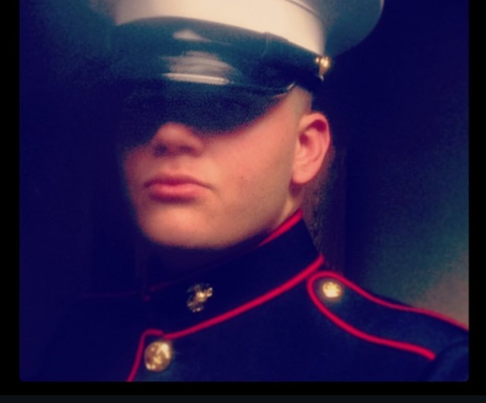 Leo Lara in Marine Corps dress blues